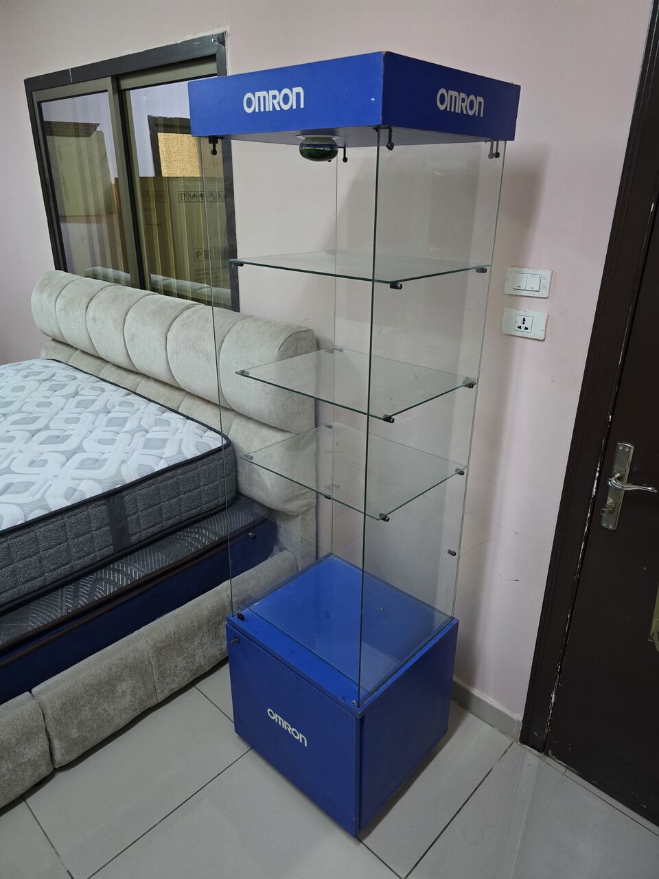 Al Adama, Furniture, SAR 580,  Bed With Mattress & Blue Showcase For Sale.