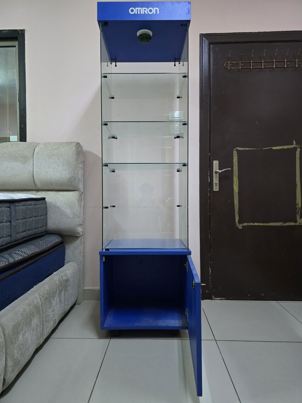Al Adama, Furniture, SAR 580,  Bed With Mattress & Blue Showcase For Sale.