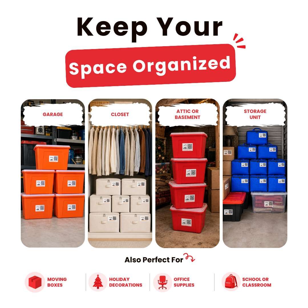 Houston, Software, USD 21,  Smart QR Code Storage Labels By Elephant Trax &ndash; 80 Color-Coded Vinyl Stickers For Bins