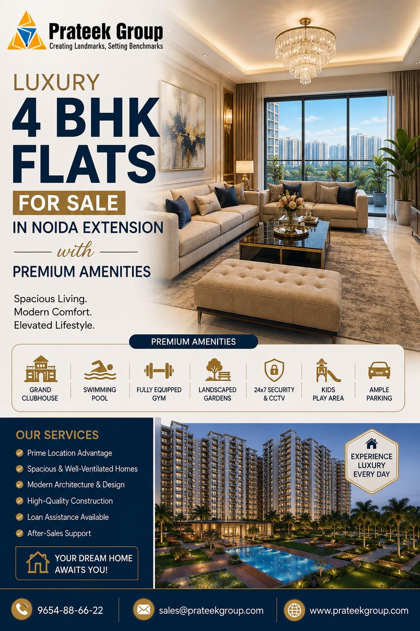 Noida, Real Estate, Luxury 4 BHK Flats For Sale In Noida Extension With Premium Amenities