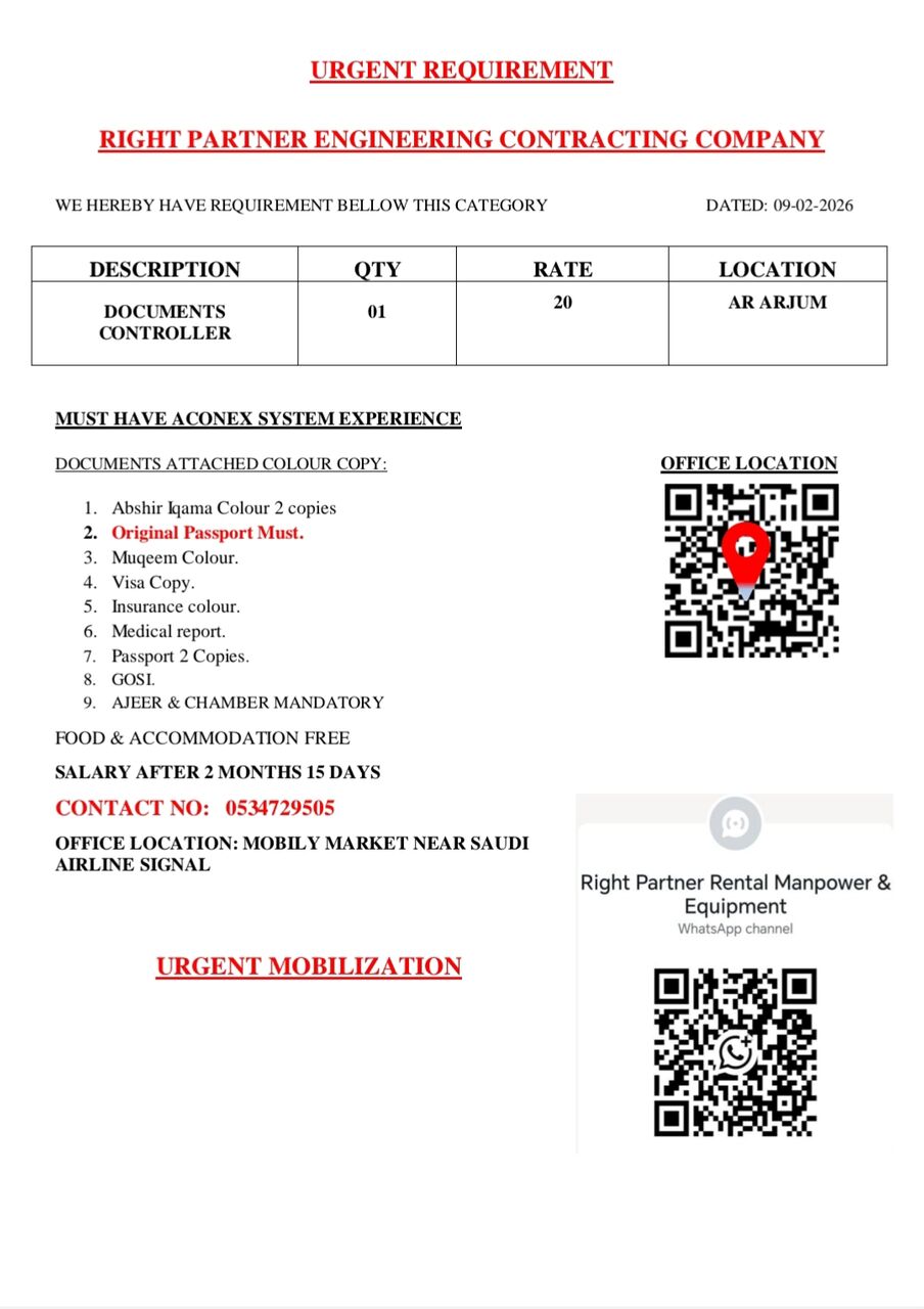 Riyadh, Jobs, Documents Controller