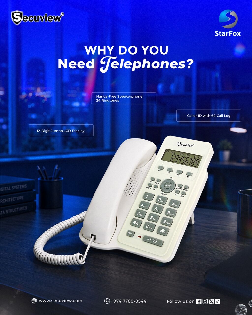Doha, Electronics, QAR 110,  Secuview Telephone With Speakerphone, Caller ID & Jumbo LCD Display