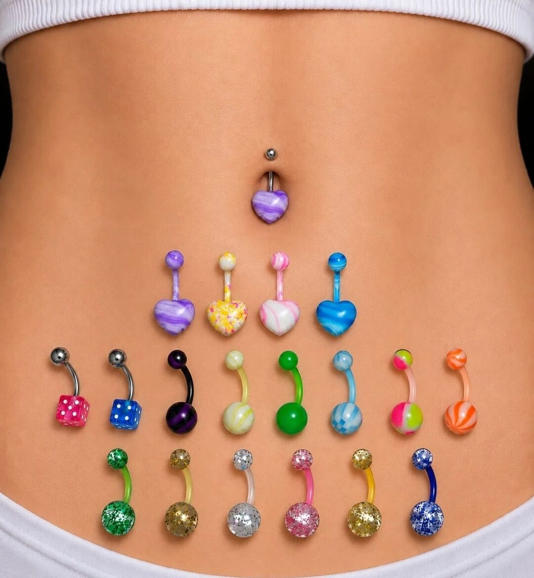 Jeddah, Health & Beauty Items, SAR 30,  18Pcs Belly Button Rings For Women, Navel Colorful