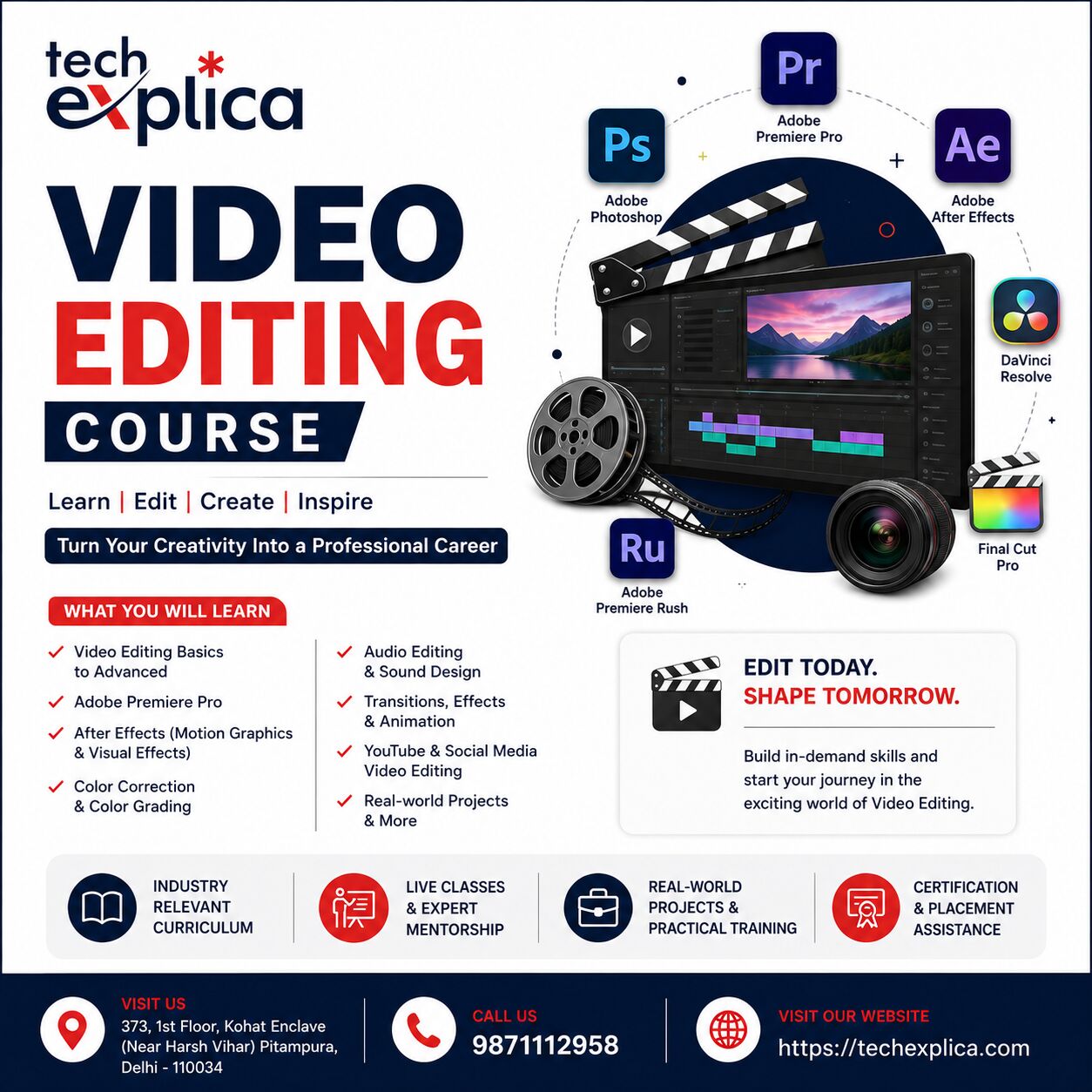 New Delhi, Lessons Offered, Video Editing Course In Delhi