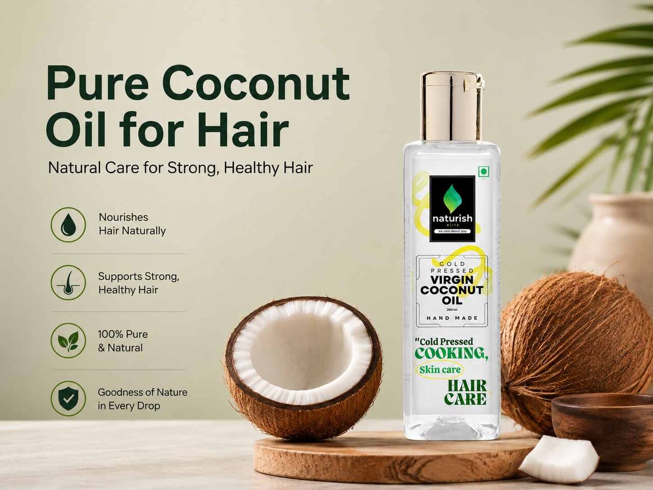 Mumbai, Health & Beauty Items, INR 236,  Pure Coconut Oil For Hair &ndash; Natural Care For Strong, Healthy Hair