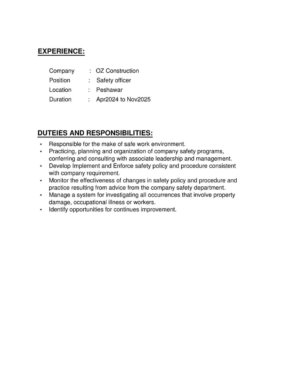 Jubail, Job Seekers, HSE Safety Officer