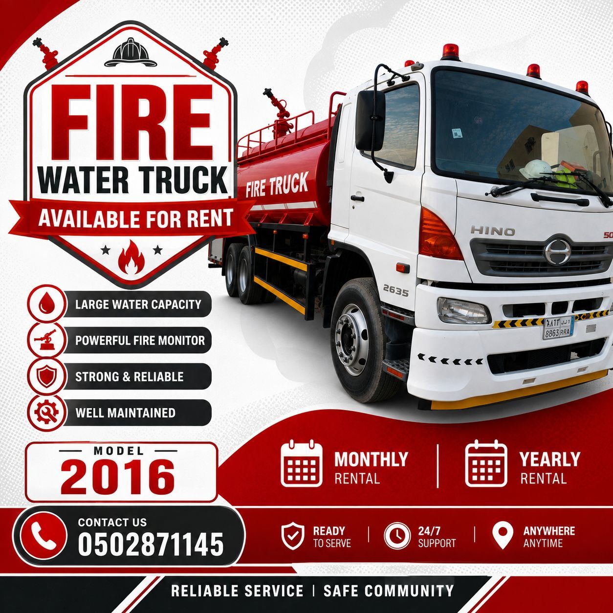 Dammam, Equipment Rental, Fire Water Truck Available For Rent