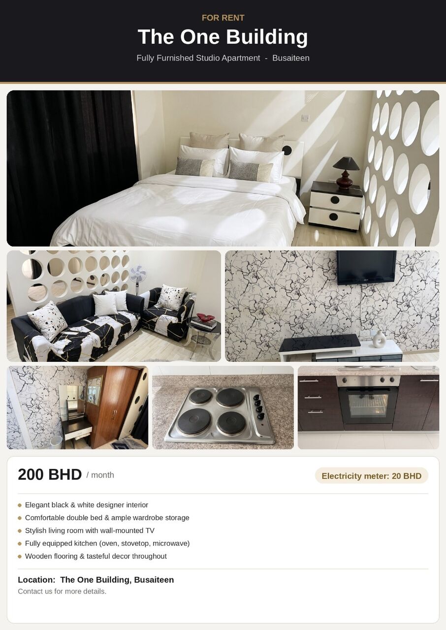 Busaiteen, Apartments, Flats, Houses & Villas, BHD 200/month,  Furnished,  Studio,  60 Sq. Meter,  Studio Apartment For Rent In Busaiteen 200 BD