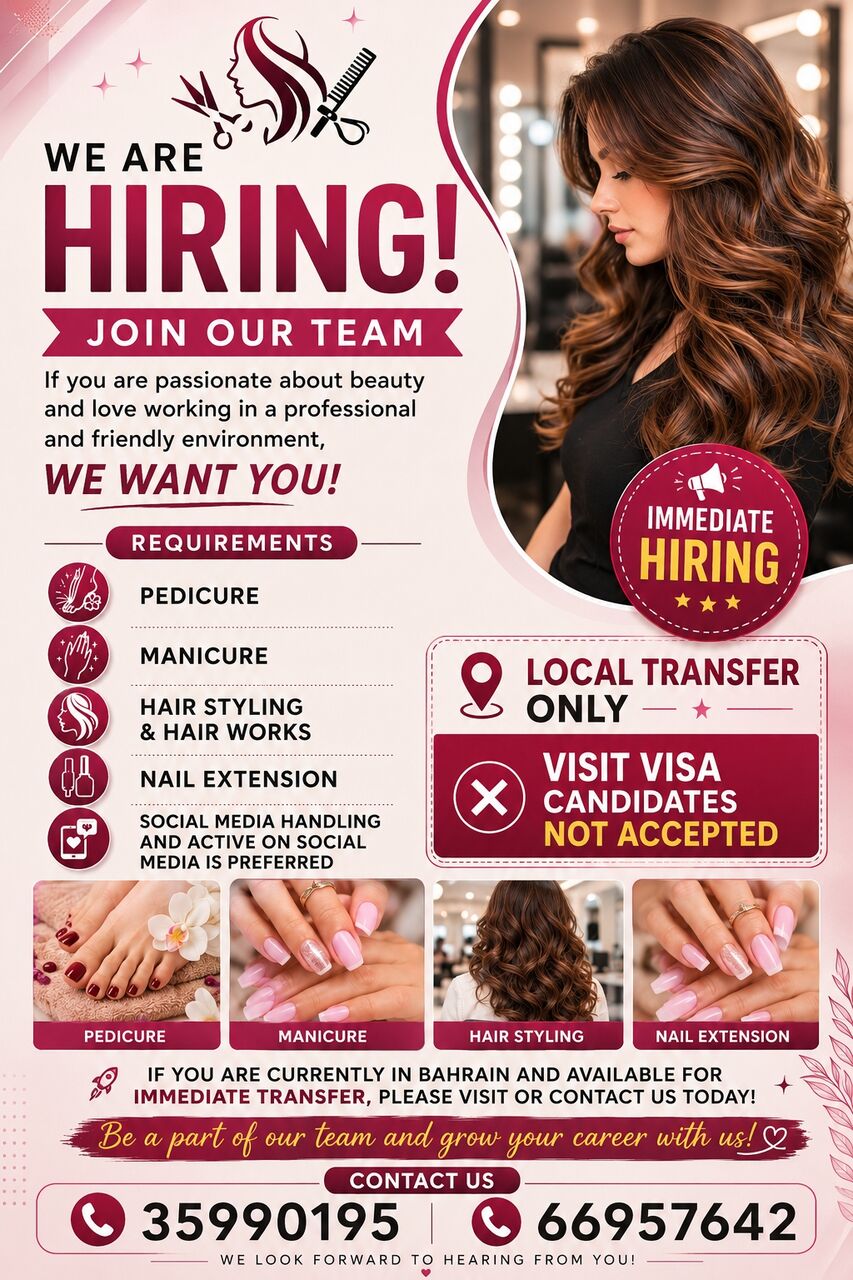 Manama, Jobs, Ladies Salon Staff Required