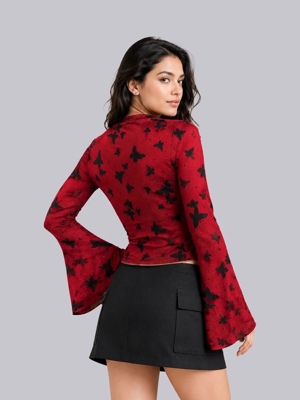 Chandigarh, Clothing & Accessories, INR 999,  Women&rsquo;s Butterfly Print Mesh Crop Top &ndash; Trendy & Stylish