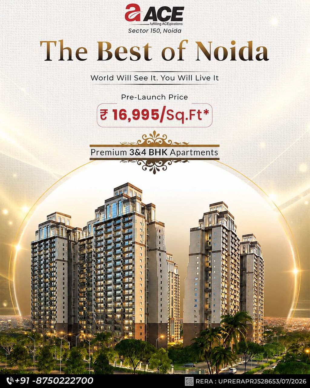 Ghaziabad, Real Estate For Sale, INR 32,  3 BR,  2599 Sq. Feet,  ACE Arte Luxury Apartments In Sector 150, Noida