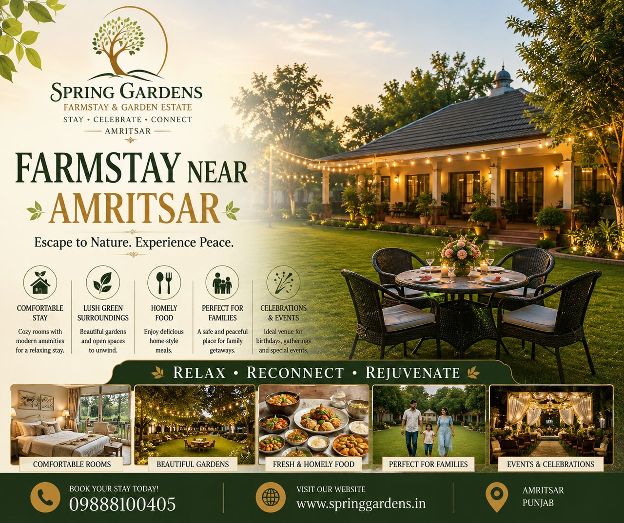 Punjab, Farm/Garden, Luxury Farmhouse Stay In Amitsar | Spring Gardens & Farmstay By Chaand Mehra