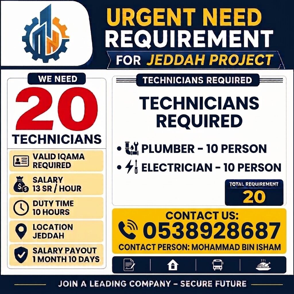 Jeddah, Jobs, Urgent Requirement