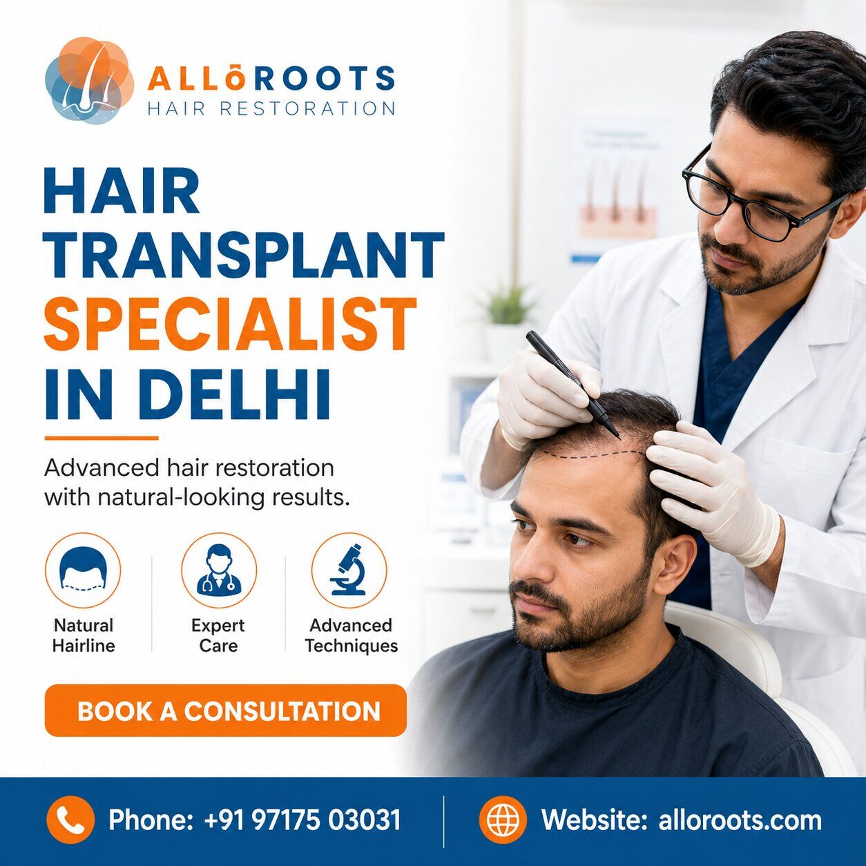 New Delhi, Health, Best Hair Transplant Doctor In Delhi | Advanced Hair Restoration Clinic | Alloroots