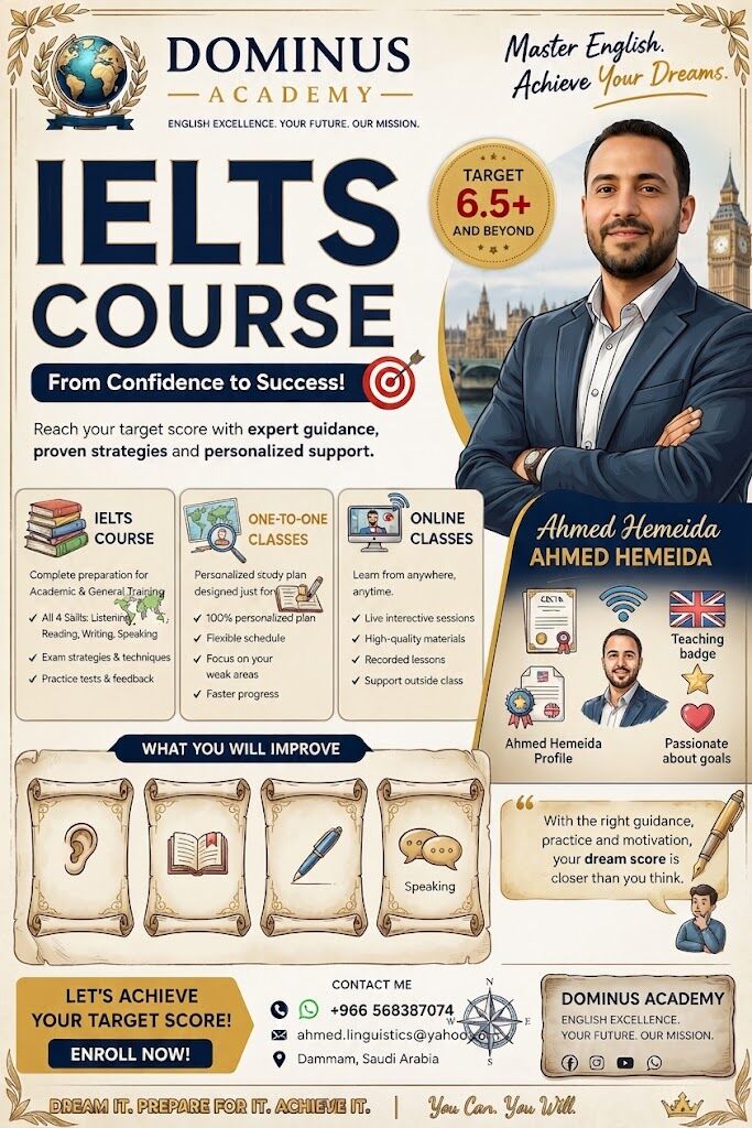 Riyadh, Lessons Offered, 🎯 MASTER IELTS WITH DOMINUS ACADEMY
