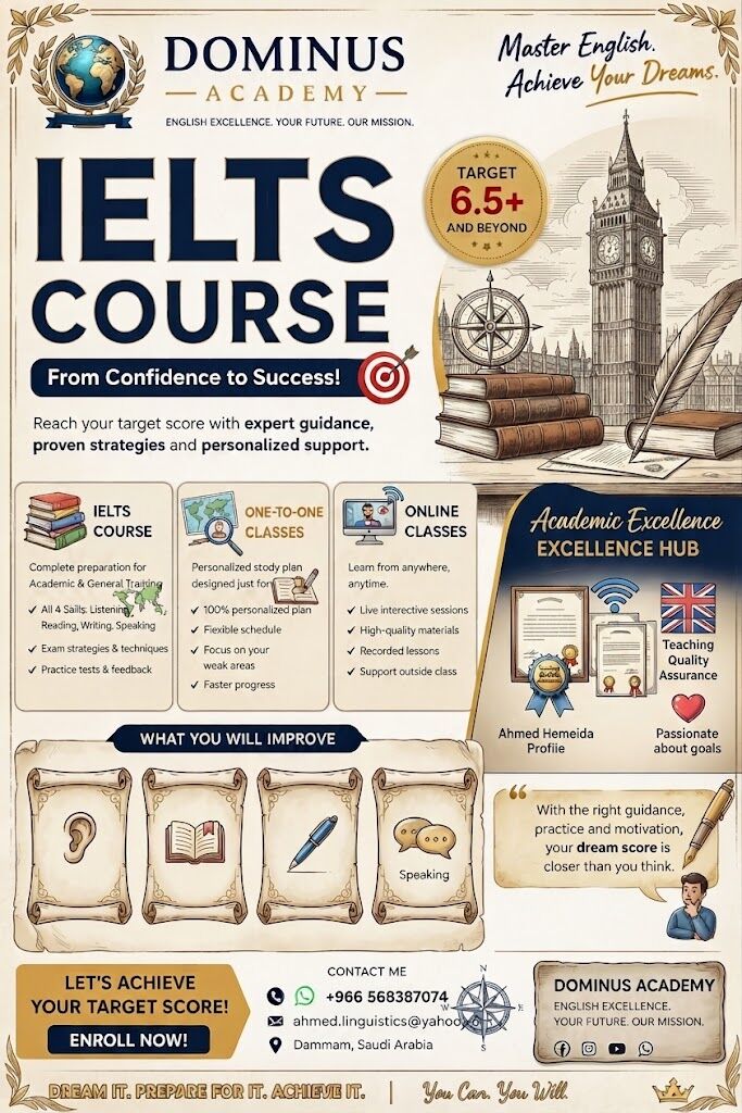 Riyadh, Lessons Offered, 🎯 MASTER IELTS WITH DOMINUS ACADEMY