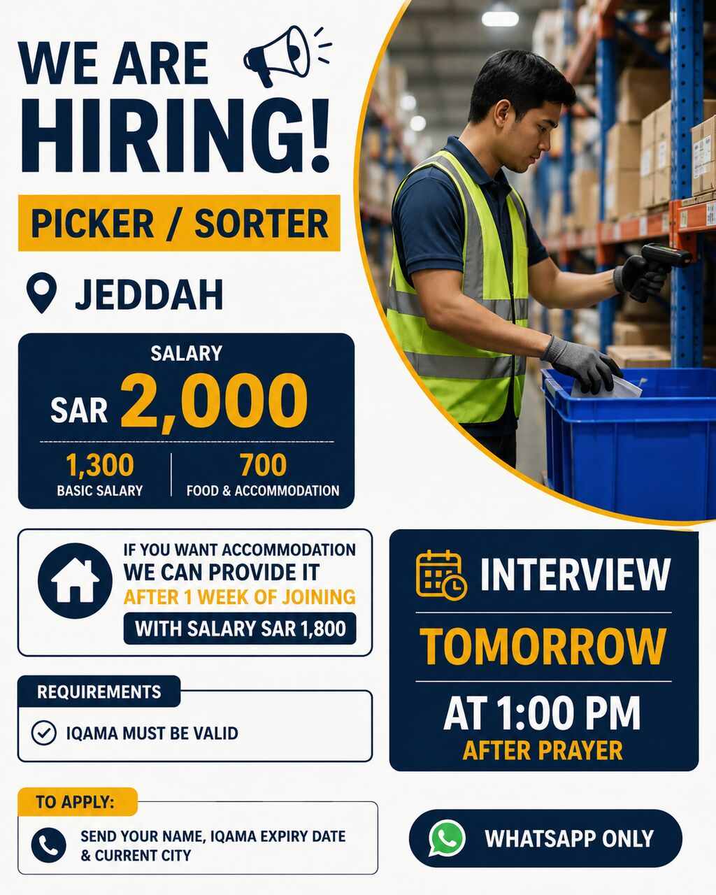 Jeddah, Jobs, Picker Or Sorter In Jeddah