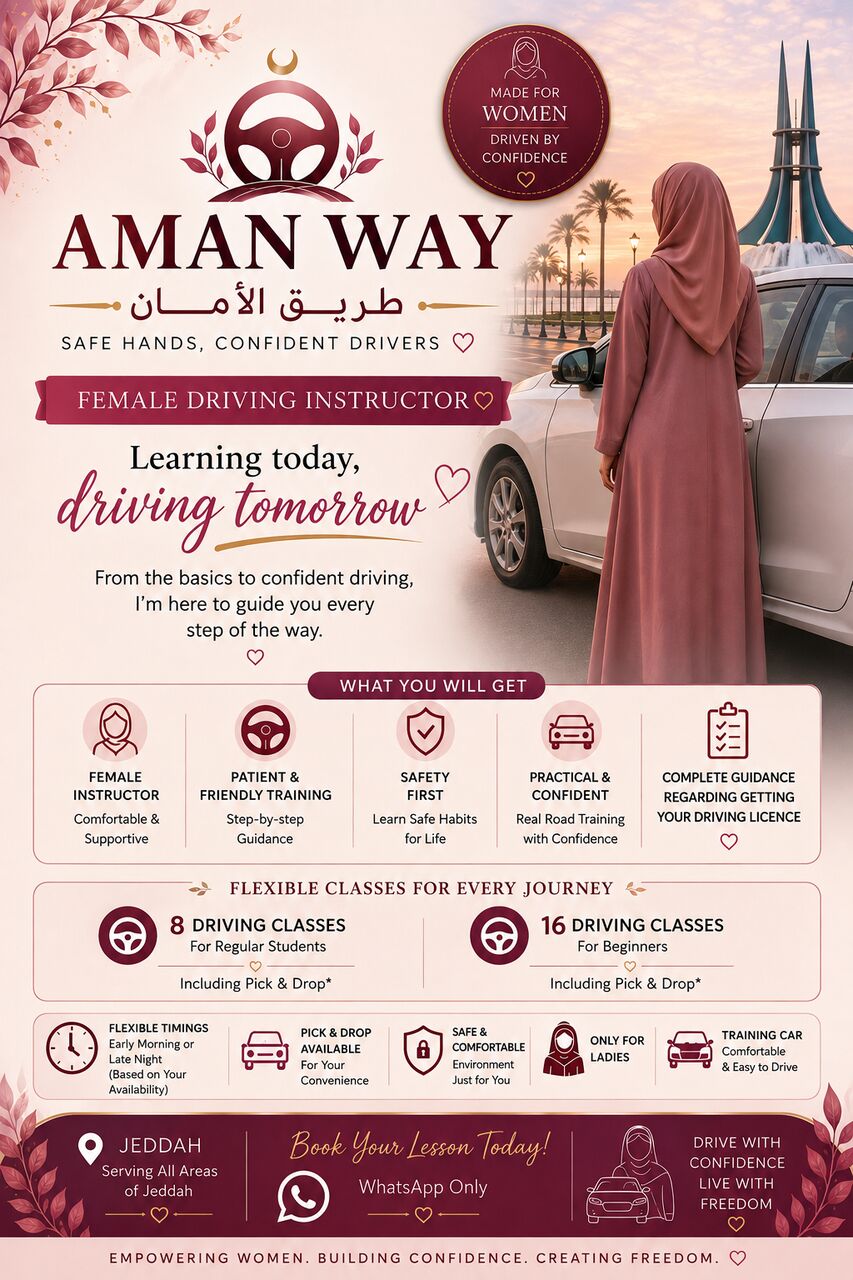 Jeddah, Lessons Offered, Female Driving Instructor