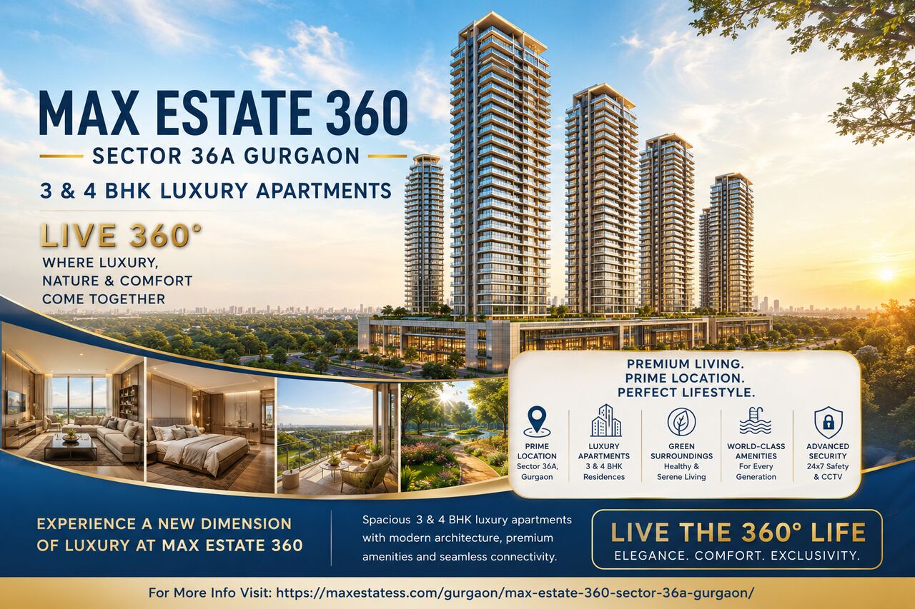 Gurgaon, Real Estate For Sale, INR 5,  3 BR,  2611 Sq. Meter,  Max Estate 360 Sector 36A Gurgaon | 3 & 4 BHK Luxury Apartments