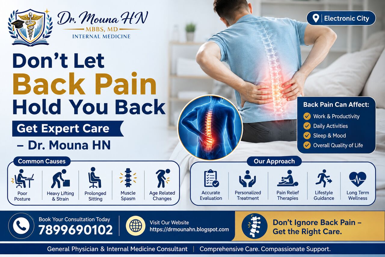 Bangalore, Health, 🦴 Don’t Let Back Pain Hold You Back – Get Expert Care -Dr. Mouna HN