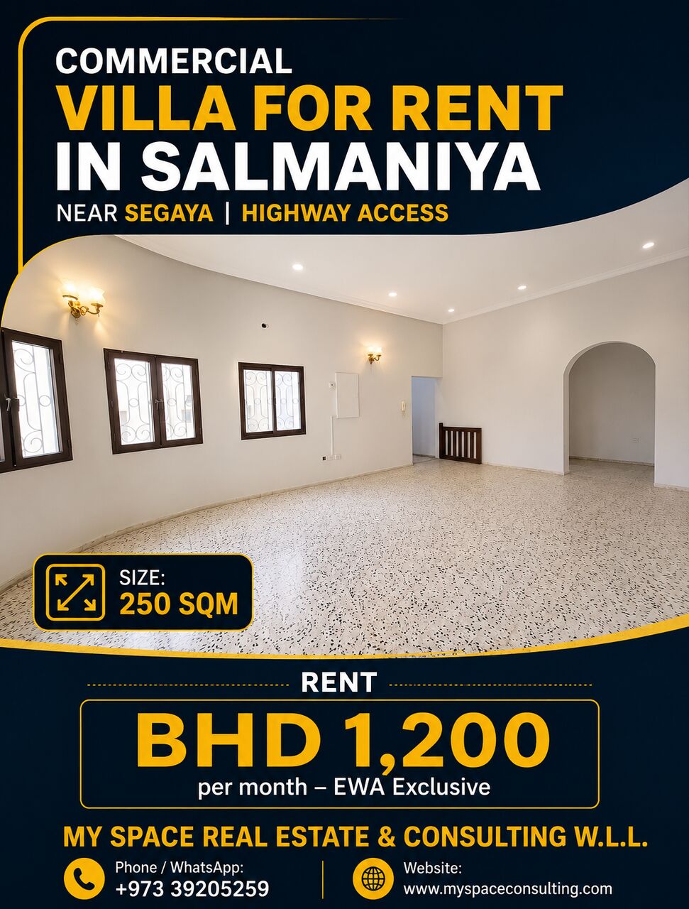 Salmaniya, Commercial Villas, BHD 1200,  250 Sq. Meter,  Commercial Villa For Rent In Salmaniya Near Segaya