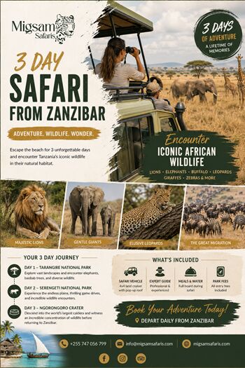Dar es Salaam, Travel, Migsam Safaris &ndash; 3-Day Safari From Zanzibar