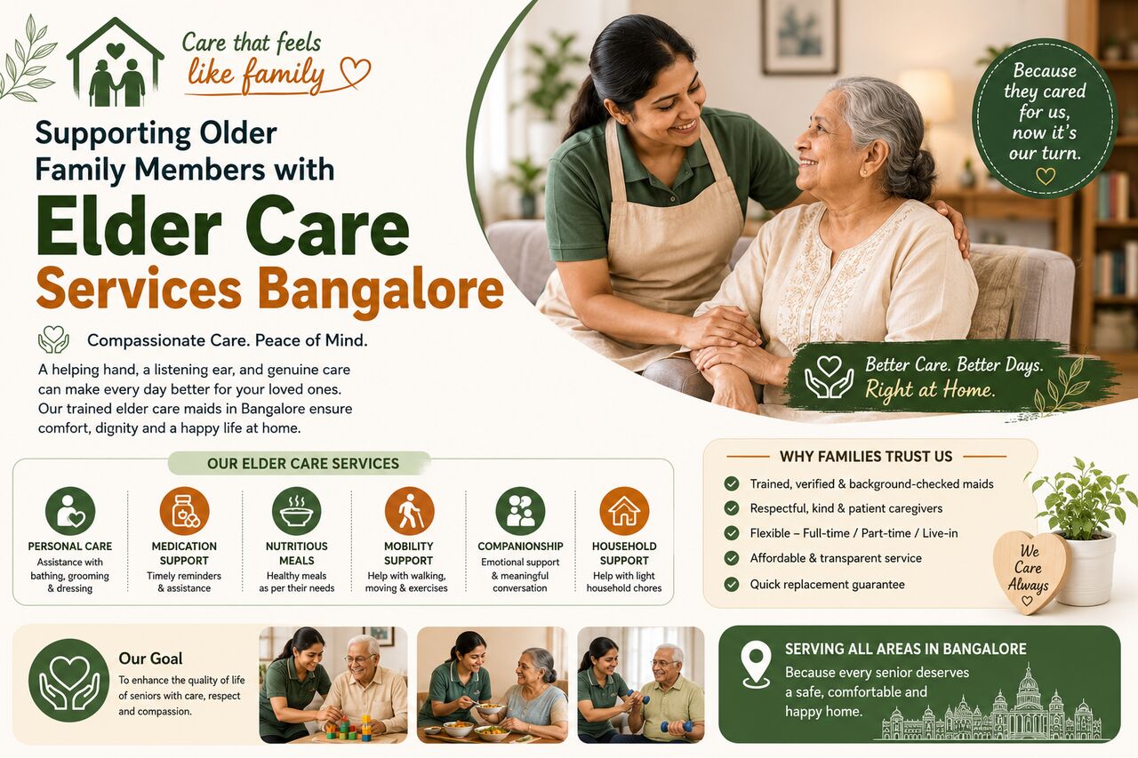 Bangalore, Cleaning, Supporting Older Family Members With Elder Care Services Bangalore