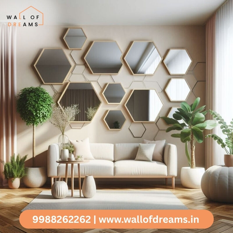 Mumbai, Interior Design, Hexagon Mirror Wall Decor - Wall Of Dreams