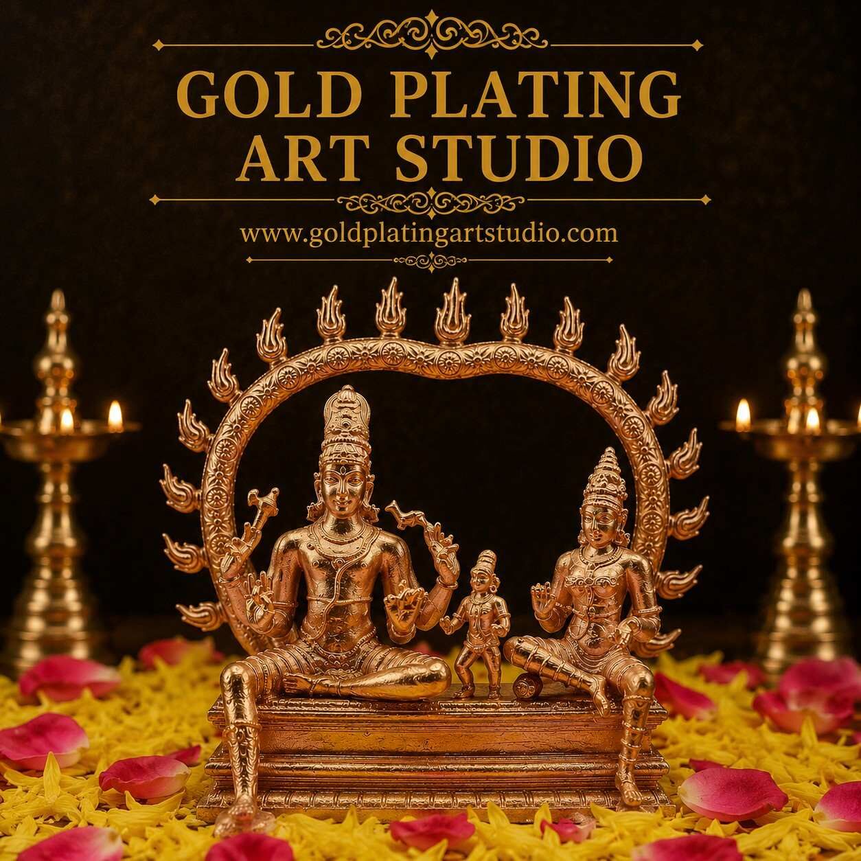 Chennai, Businesses For Sale, Somaskandar 6"H Gold-Plated Idol