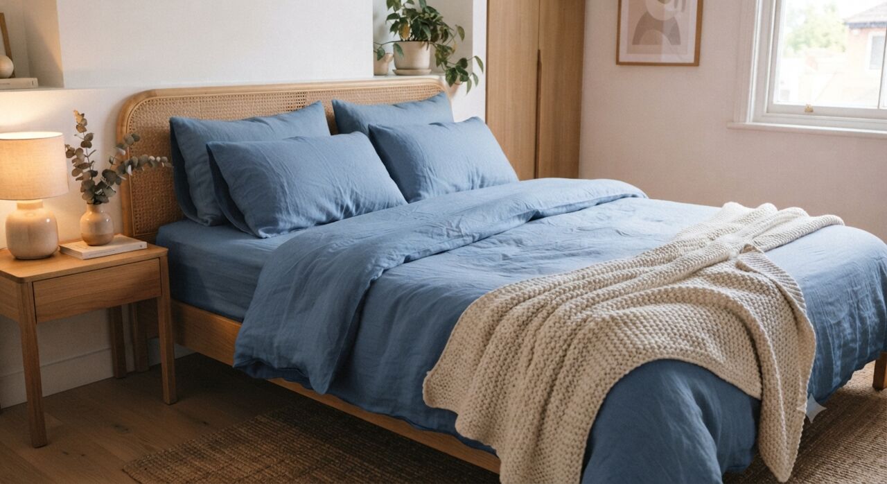 Mumbai, Household Items, INR 1499,  Blue Handloom Cotton Bedsheet &ndash; Breathable & Naturally Dyed