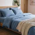 INR 1499,  Blue Handloom Cotton Bedsheet &ndash; Breathable & Naturally Dyed