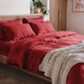 INR 1499,  Red Handloom Cotton Bedsheet &ndash; Vibrant & Naturally Dyed