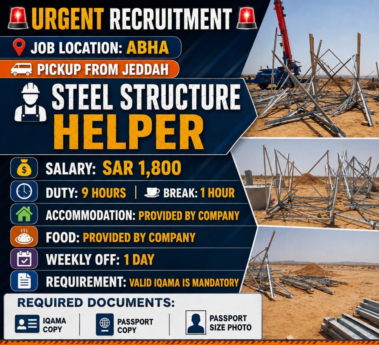 Jeddah, Jobs, Steel Fixer Helper