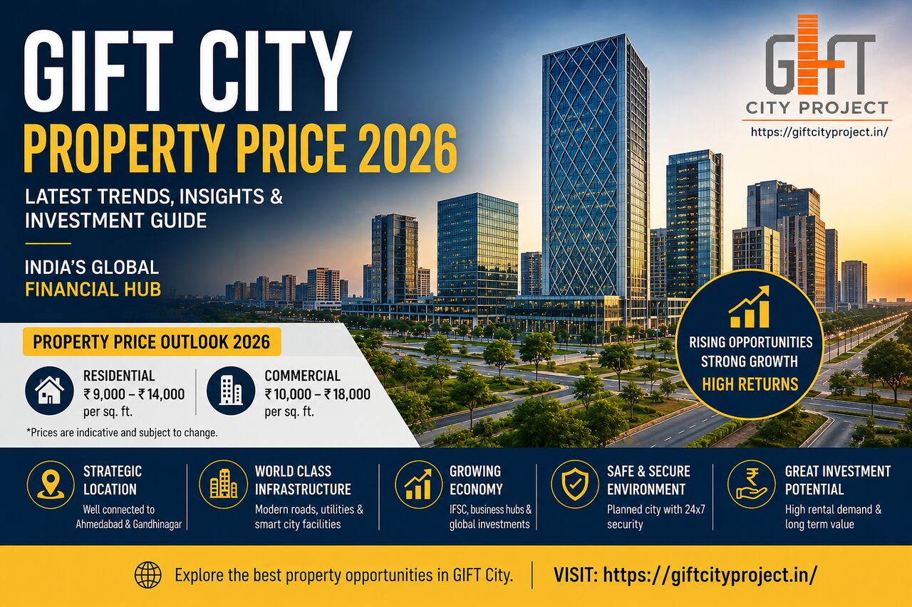Ahmedabad, Real Estate For Sale, GIFT City Property Price 2026 &ndash; Latest Rates, Trends & Investment Guide