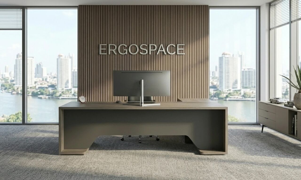 Dubai, Furniture, AED 10000,  Orange White L-Shape Curved Eight Person Face-To-Face Workstation With Middle Partition