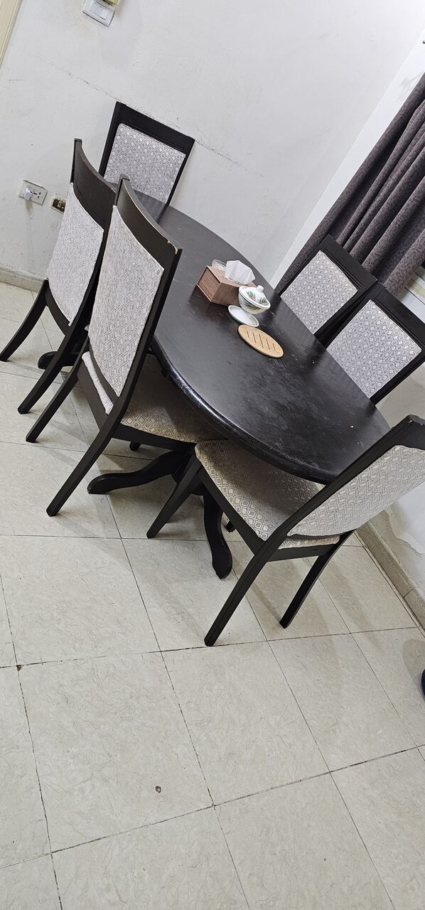 Jeddah, Furniture, SAR 400,  6 Seater Dining Table Wooden Chairs With Cushion