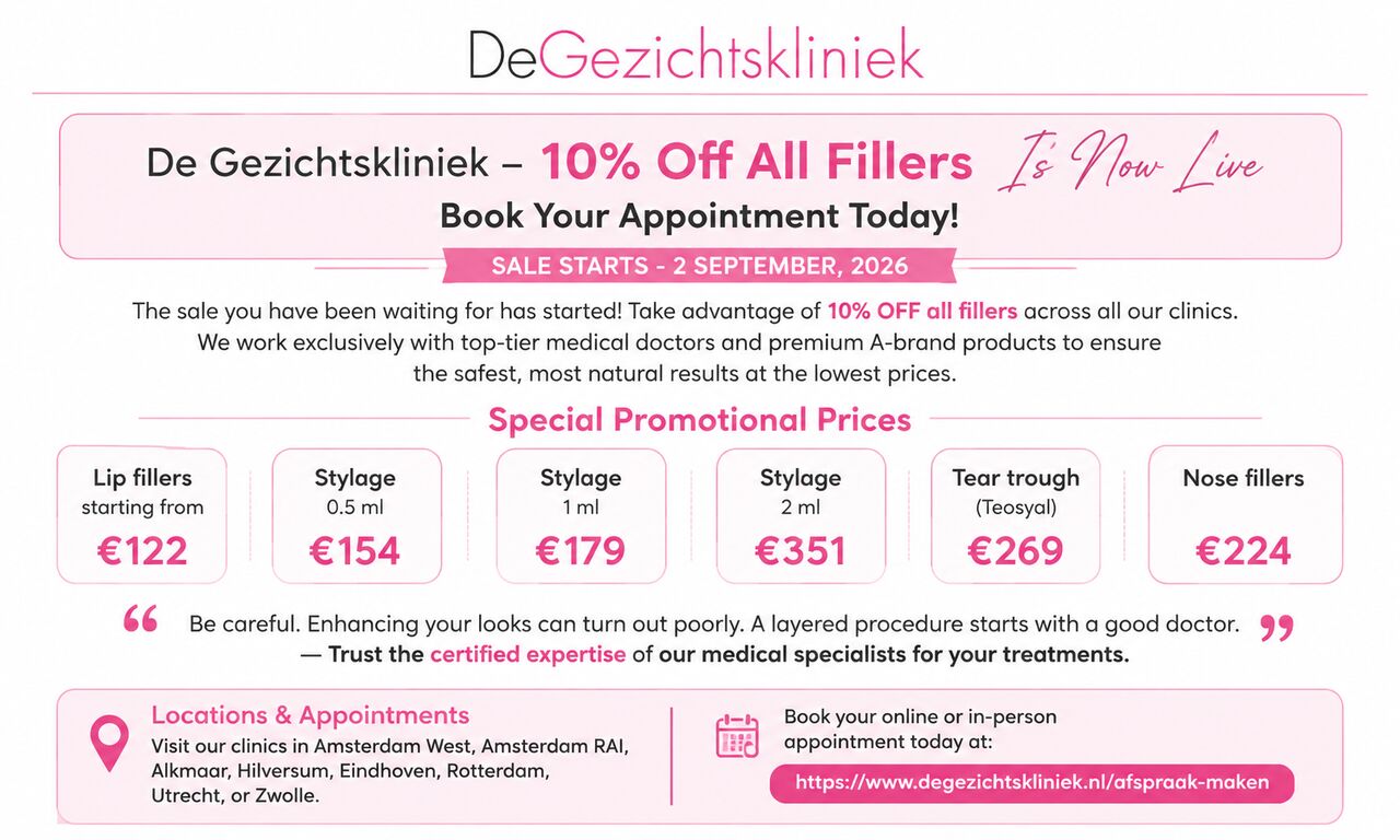 Amsterdam, Health, De Gezichtskliniek &ndash; 10% Off All Fillers Is Now Live