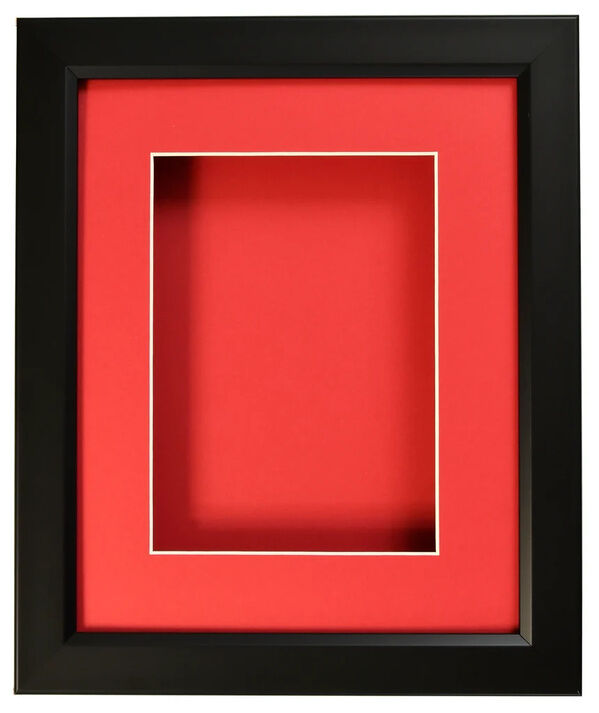 New York, Business, Black Shadow Box Frame With Red Mat & Clear Glass