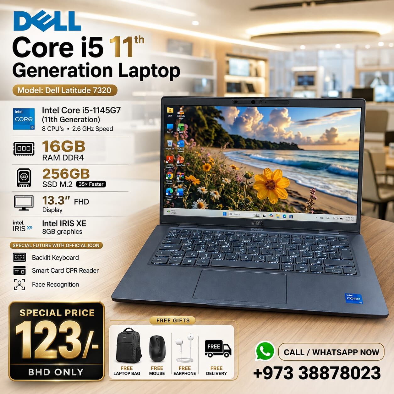 Manama, Tablet Computers, BHD 123,  DELL 11th Gen Core I5 Business Laptop 16GB RAM FHD Display Face ID FREE GIFTS