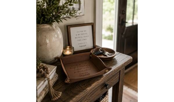 New York, Appliances, USD 16,  Custom Leather Valet Tray | Engraved Catchall Organizer