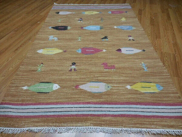New York, Business, 5x8 Fish Rug &ndash; Colorful Turkish Oushak Hand Knotted Wool