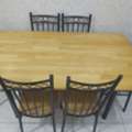 SAR 380,  Wooden / Steel Strong  Dining Table 1.5m X 90cm + 6 Chairs In Excellent Condition