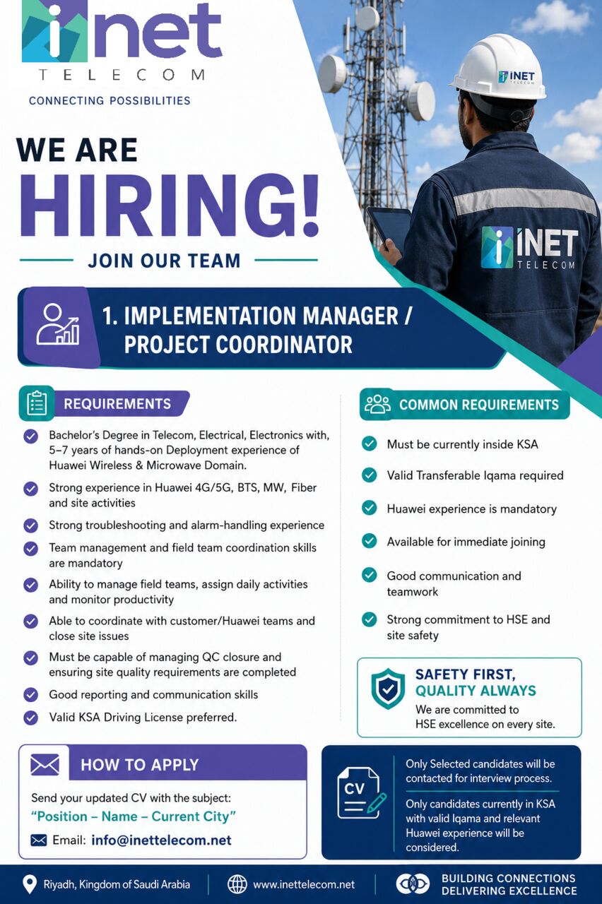 Riyadh, Jobs, Implementation Manager / Project Coordinator
