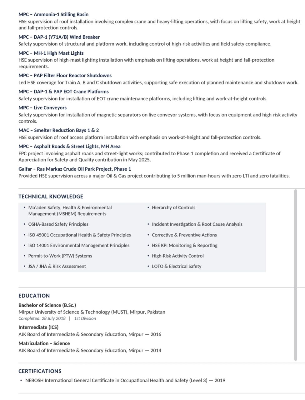 Jubail, Job Seekers, Hse Officer, Hse Supervisor