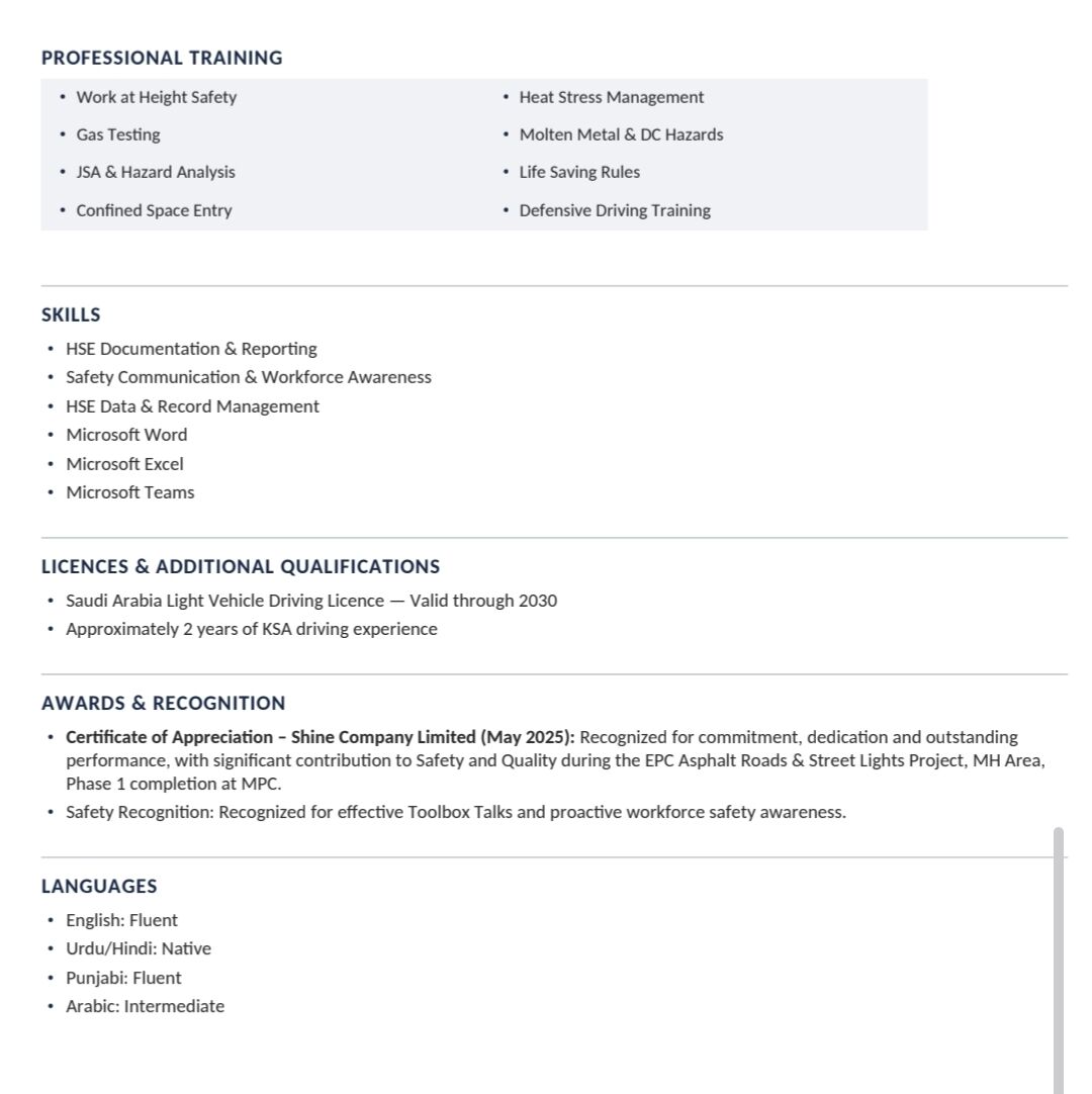 Jubail, Job Seekers, Hse Officer, Hse Supervisor