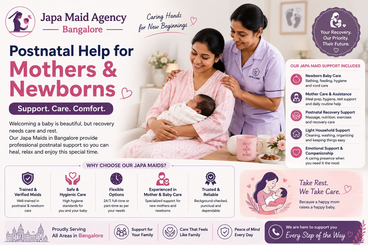 Bangalore, Cleaning, Japa Maid Agency Bangalore | Postnatal Help For Mothers And Newborns