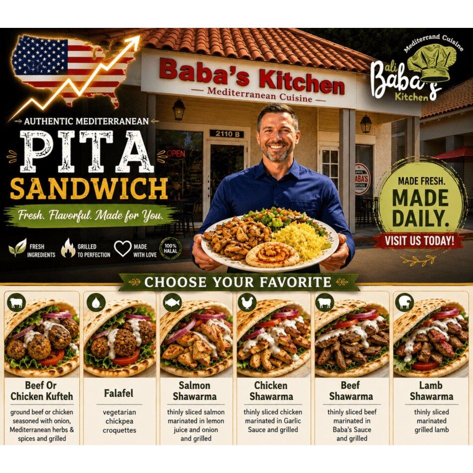 Dallas, Food, USD 12,  Flavorful Pita Sandwich