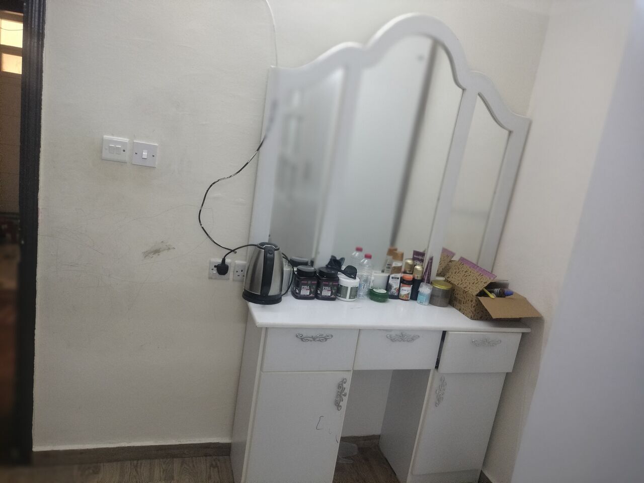 Al Malaz, Furniture, SAR 1350,  Double  Bed + Baby Bed + Shoe Rack+ Side Table + Makeup Mirror With Drawal +Sofa Set