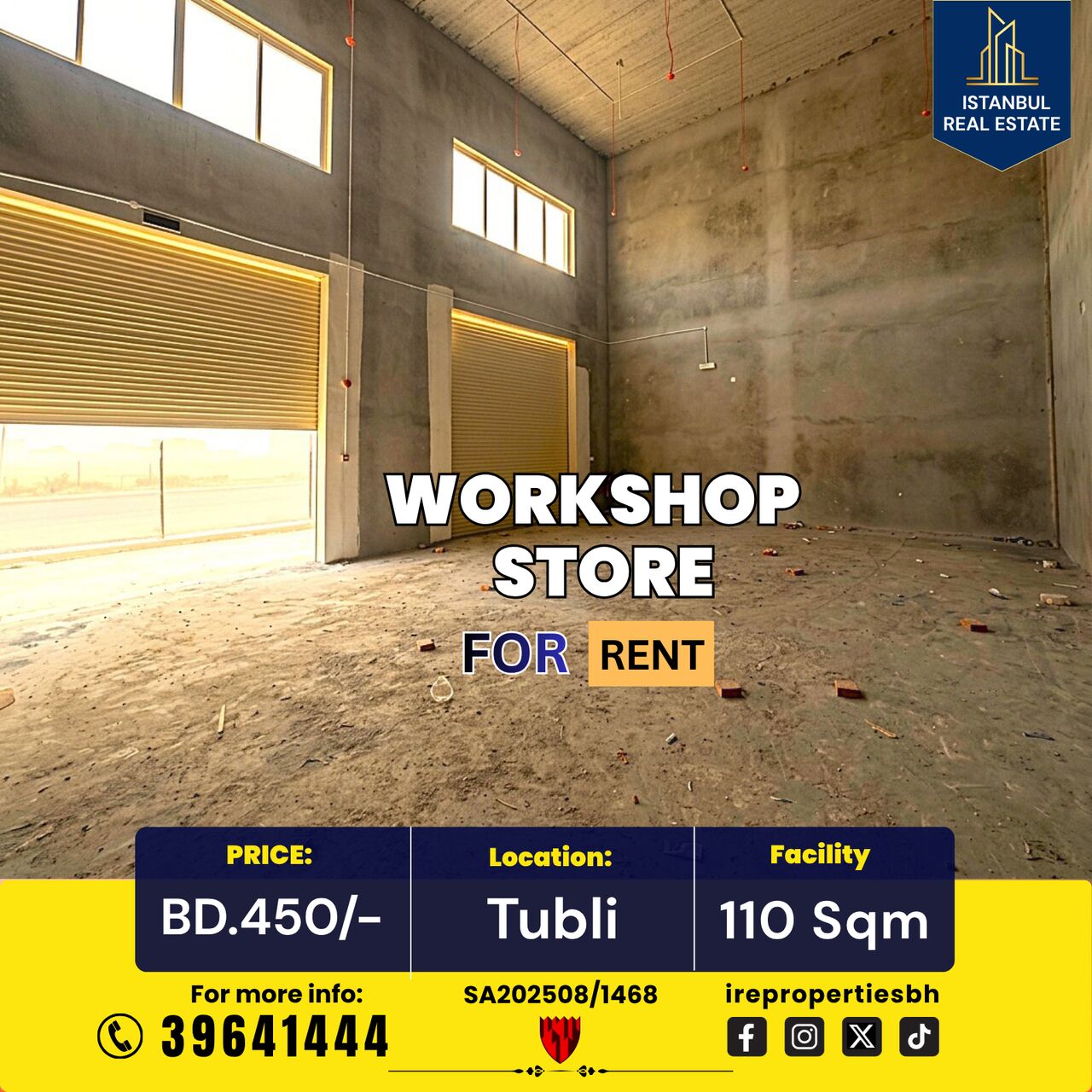 Tubli, Warehouses, BHD 450,  110 Sq. Meter,  Workshop | Store For Rent In Tubli BD.450/-