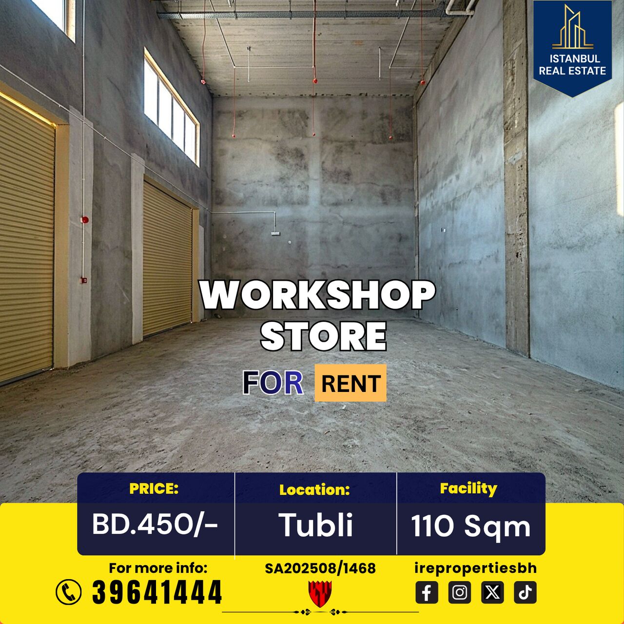 Tubli, Warehouses, BHD 450,  110 Sq. Meter,  Workshop | Store For Rent In Tubli BD.450/-